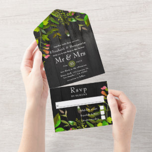 Invitation Tout En Un Aquarelle Mariage Rustique Jardin Arrière-cour Gra