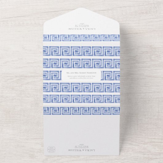 Invitation Tout En Un Aquarelle Mariage Santorin Grèce avec Rsvp (Dehors)