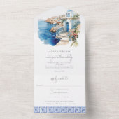 Invitation Tout En Un Aquarelle Mariage Santorin Grèce avec Rsvp (À l'intérieur)