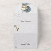 Invitation Tout En Un Aquarelle marine navire et Mariage de Pleine lune (Dehors)