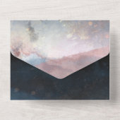 Invitation Tout En Un Aquarelle moderne bleu Rose or Mariage photo (Verso)