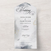 Invitation Tout En Un Aquarelle moderne chic noir et blanc gris or (À l'intérieur)