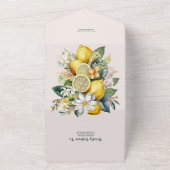 Invitation Tout En Un Aquarelle moderne Citrus Lemon Mariage (Dehors)
