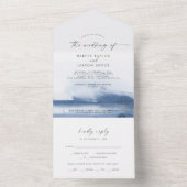 Invitation Tout En Un Aquarelle moderne | Mariage bleu (À l'intérieur)
