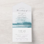 Invitation Tout En Un Aquarelle moderne | MARIAGE TURQUOISE (À l'intérieur)