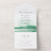 Invitation Tout En Un Aquarelle moderne | Mariage vert (À l'intérieur)