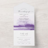 Invitation Tout En Un Aquarelle moderne | Mariage violet (À l'intérieur)
