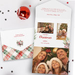 Invitation Tout En Un Aquarelle moderne Noël Botanique à deux photos<br><div class="desc">Deux modèle photo modernes et propres,  avec des botaniques de Noël aquarellées et des éclats d'or subtils.</div>