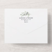 Invitation Tout En Un Aquarelle moderne olivier branche feuillage sauge  (Verso)