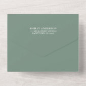 Invitation Tout En Un Aquarelle moderne Vert Mariage Sage Vert (Verso)