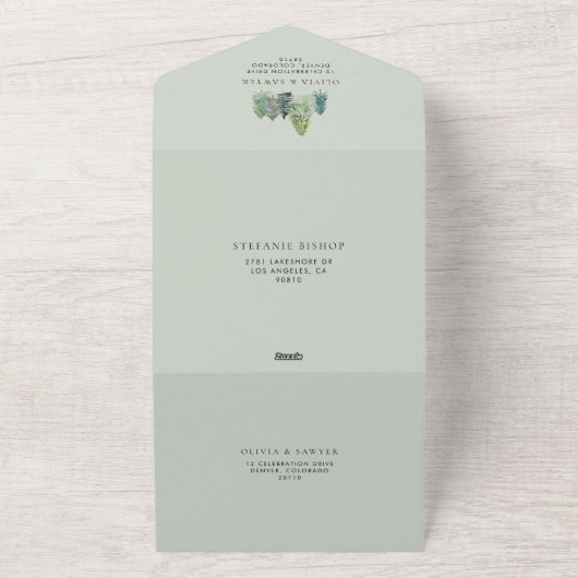 Invitation Tout En Un Aquarelle neige À feuillage persistant Mariage for (Dehors)