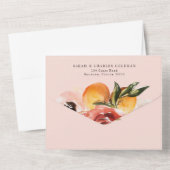 Invitation Tout En Un Aquarelle orange Citrus Mariage vert (Verso)