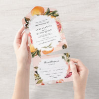 Aquarelle orange Citrus Mariage vert