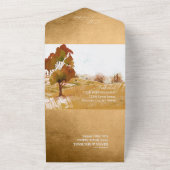 Invitation Tout En Un Aquarelle Paysage Mariage Automne Gold ID786 (Dehors)