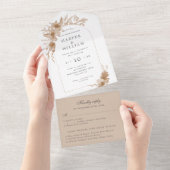 Invitation Tout En Un aquarelle pêche arche rsvp mariage attaché (Déchirure)