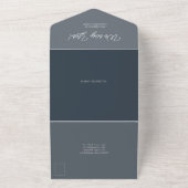 Invitation Tout En Un Aquarelle Peinture moderne Moody Mariage bleu (Dehors)