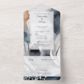 Invitation Tout En Un Aquarelle Peinture moderne Moody Mariage bleu (À l'intérieur)