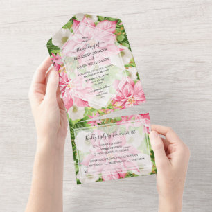 Invitation Tout En Un Aquarelle Poinsettia Mariage de vacances