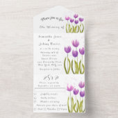 Invitation Tout En Un Aquarelle pourpre Tulipe Printemps Mariage élégant (À l'intérieur)