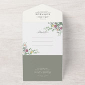 Invitation Tout En Un Aquarelle romantique Floral Greenery Mariage (Dehors)