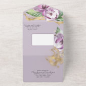 Invitation Tout En Un Aquarelle romantique Magnolia sur violet (Dehors)