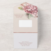 Invitation Tout En Un Aquarelle romantique rose et bleu Hydrangea Fleurs (Dehors)