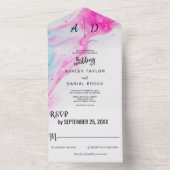 Invitation Tout En Un Aquarelle rose élégante Tout en un Mariage Inviter (À l'intérieur)