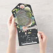 Invitation Tout En Un Aquarelle rose Mariage (Déchirure)