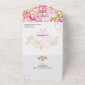 Invitation Tout En Un Aquarelle rose Mariage (Dehors)