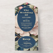 Invitation Tout En Un Aquarelle rose Mariage (À l'intérieur)