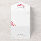 Invitation Tout En Un Aquarelle rose orange moderne Mariage floral (Dehors)