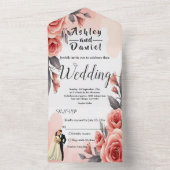 Invitation Tout En Un Aquarelle rose pâle Floral Bride & Mariage de cham (À l'intérieur)