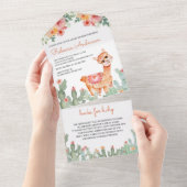 Invitation Tout En Un Aquarelle rustique Floral Cactus Llama Baby shower (Déchirure)