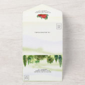 Invitation Tout En Un Aquarelle rustique Grange rouge Mariage agricole r (Dehors)