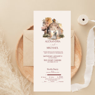 Invitation Tout En Un Aquarelle Rustique Mariage de grange