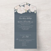 Invitation Tout En Un Aquarelle rustique moderne et élégant gris floral (À l'intérieur)