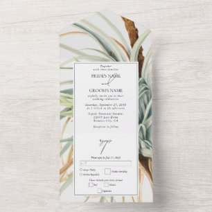 Invitation Tout En Un Aquarelle Rustique Neutral Boho Mariage botanique