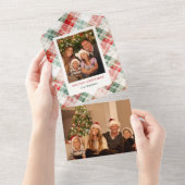 Invitation Tout En Un Aquarelle rustique Photo Plaid Noël (Déchirure)