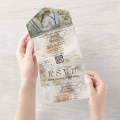 Invitation Tout En Un Aquarelle Style Blanc Hydrangea QR Code Photo (Déchirure)