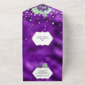 Invitation Tout En Un Aquarelle succulente paon couleurs chic mariage (Dehors)