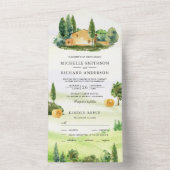 Invitation Tout En Un Aquarelle Toscane Paysage Mariage agricole italien (À l'intérieur)