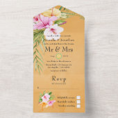 Invitation Tout En Un Aquarelle Tropical Floral Beach Mariage (À l'intérieur)