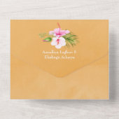 Invitation Tout En Un Aquarelle Tropical Floral Beach Mariage (Verso)