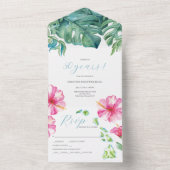 Invitation Tout En Un Aquarelle tropicale 50e anniversaire de Mariage (À l'intérieur)