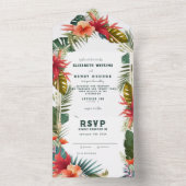 Invitation Tout En Un Aquarelle tropicale exotique Mariage floral (À l'intérieur)