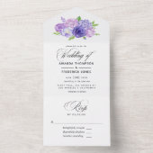 Invitation Tout En Un Aquarelle Ultra Violet Mariage Floral Tout en un (À l'intérieur)