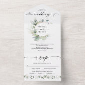 Invitation Tout En Un Aquarelle Verdure avec or Tout en un Mariage A (À l'intérieur)