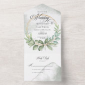 Invitation Tout En Un Aquarelle Verdure Foliage Mariage de cadre (À l'intérieur)
