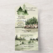 Invitation Tout En Un Aquarelle verte au bord du lac  (À l'intérieur)