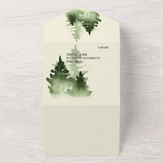 Invitation Tout En Un Aquarelle verte au lac  (Dehors)